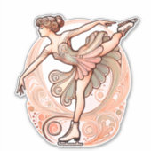 Prachtige Art Nouveau kunstschaatser Sticker (Voorkant)