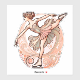 Prachtige Art Nouveau kunstschaatser Sticker