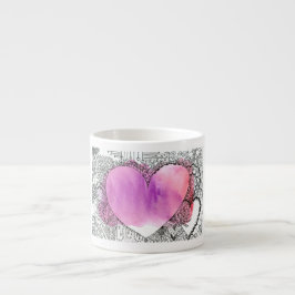 Prachtige Art Pen en Ink Art over Waterverf wassen Espresso Kop