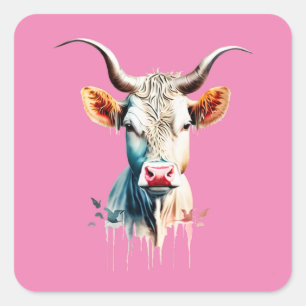 Prachtige artistieke Koe Vierkante Sticker