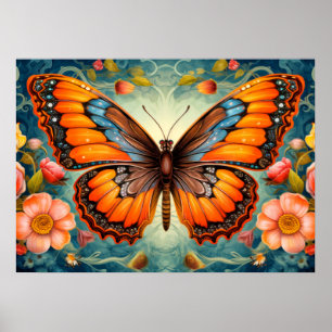 Prachtige artistieke vlinder illustratie kunst poster