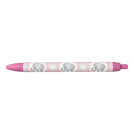 Prachtige Baby olifant in roze Zwarte Inkt Pen (Voorkant)