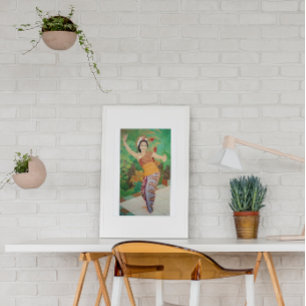 Prachtige Balinese danseres Vintage Bali Travel Poster