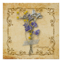 prachtige beige bloemen met naam