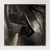 Prachtige besneeuwde overdekte brug puzzel (Horizontaal)