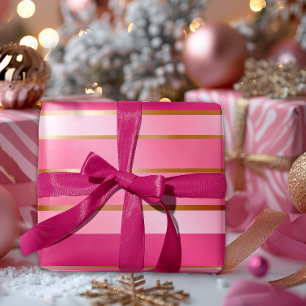 Prachtige bessen roze en goud gestreept cadeaupapier