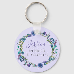 Prachtige bezetting Paarse Floral Wreath Sleutelhanger