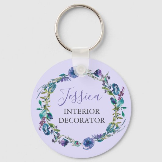 Prachtige bezetting Paarse Floral Wreath Sleutelhanger (Voorkant)