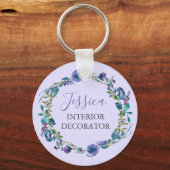 Prachtige bezetting Paarse Floral Wreath Sleutelhanger (Voorkant)