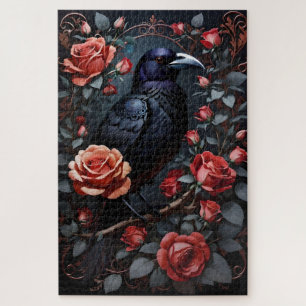 Prachtige Black Raven Roos tuin Legpuzzel