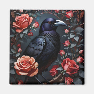 Prachtige Black Raven Roos tuin Magneet