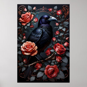 Prachtige Black Raven Roos tuin Poster