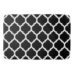 Prachtige Black White Moroccan Quatrefoil Pattern Badmat