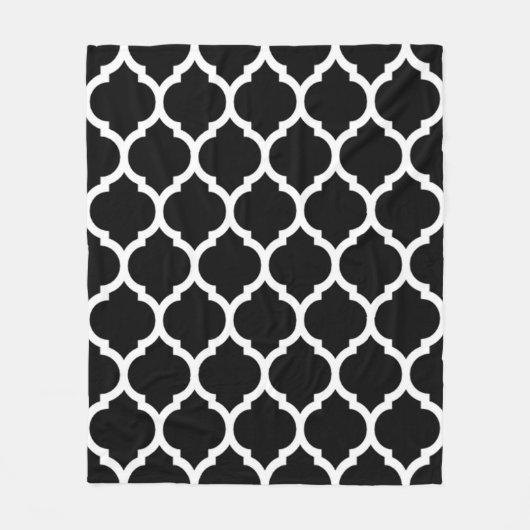 Prachtige Black White Moroccan Quatrefoil Pattern Fleece Deken (Voorkant)