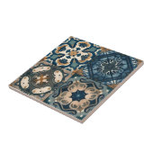 Prachtige blauw en bruin Marokkaanse keramische Te Tegeltje (Zijkant)