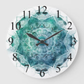 Prachtige blauw/groene Mandala klok (Voorkant)