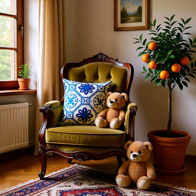 💙 prachtige blauwe Azulejos, Kussen (💙 Beautiful blue Azulejos, Throw Pillow)