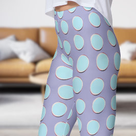 Prachtige blauwe en blauwe bel Polka Dot Pattern Leggings