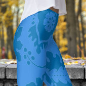 Prachtige blauwe en Franse blauwe bloemenprint Leggings