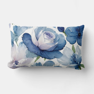 Prachtige blauwe en witte bloemen kussen