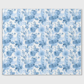 Prachtige blauwe en witte Waterverf Floral Cadeaupapier (Vlak)