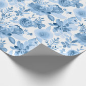 Prachtige blauwe en witte Waterverf Floral Cadeaupapier (Hoek)