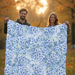 Prachtige blauwe hortensia's - bloemenpatroon fleece deken