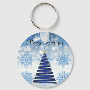 Prachtige blauwe kerstboom, Snowflake Sleutelhanger