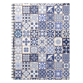 Prachtige blauwe laptop met Azulejos-patroon Notitieboek