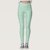 Prachtige blauwe thee en groene Polka Dot Pattern Leggings (Voorkant)