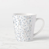 Prachtige Blauwe Witte Bloemen Kerst Latte Mok (Rechts)