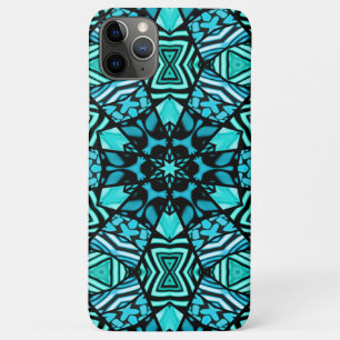 Prachtige Blauwgroen Aqua Turquoise Ethnic Mosaic  iPhone 11 Pro Max Hoesje