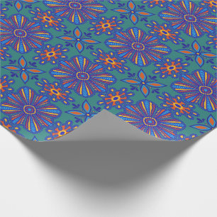 Prachtige Blauwgroen Boho Talavera Tile Cadeaupapier