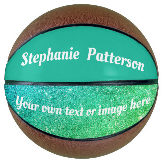 Prachtige Blauwgroen Glitter Mousserende Aangepast Basketbal