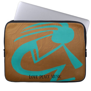 Prachtige Blauwgroen Kokopelli Painting Laptop Sleeve