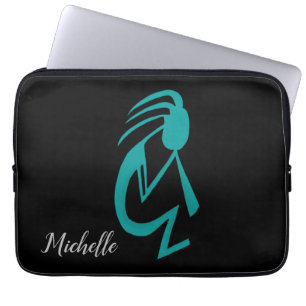 Prachtige Blauwgroen Kokopelli Painting Laptop Sleeve