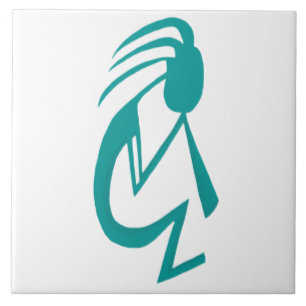 Prachtige Blauwgroen Kokopelli Painting Tegeltje