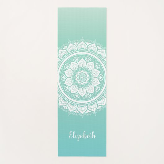 Prachtige Blauwgroen Mandala Pattern Yoga Mat (Voorkant)