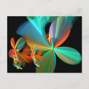 Prachtige Blauwgroen Oranje kunstbloemen Briefkaart