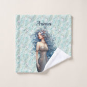 Prachtige Blauwharige Meermin  Bad Handdoek (Wasdoekje)