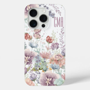 Prachtige bloemen DIY-monogram iPhone 15 Pro Case
