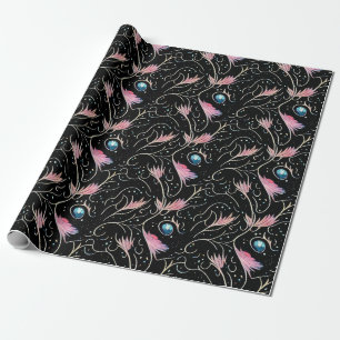 Prachtige bloemen en zwenkpatronen cadeaupapier
