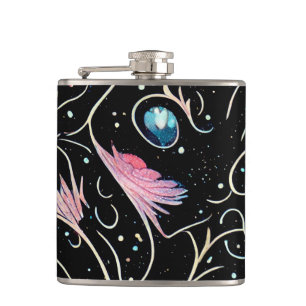 Prachtige bloemen en zwenkpatronen heupfles