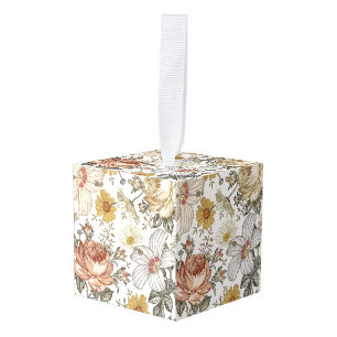 Prachtige bloemen kubus ornament