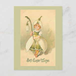 Prachtige Bloemenmeisje  Pasen Feestdagenkaart