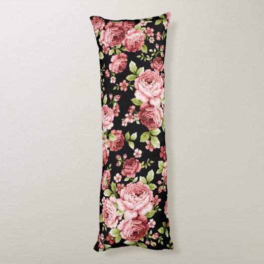 Prachtige bloemenpatroon Rozen met groen gebladert Lichaamskussen (Achterkant (Verticaal))