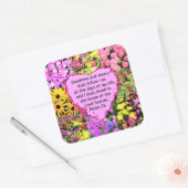 PRACHTIGE BLOEMIGE PSALM 23 ONTWERP VIERKANTE STICKER (Envelop)