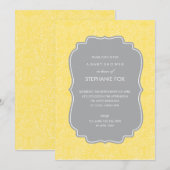 Prachtige bloemrijke feestelijke uitnodiging (geel (Voorkant / Achterkant)
