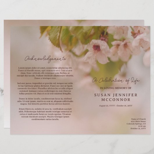 Prachtige bloesems viering van het leven begrafeni (Voorkant / Achterkant)