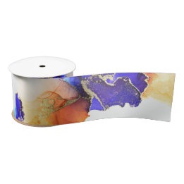 Prachtige Blue Gold Oranje Abstract Lint
